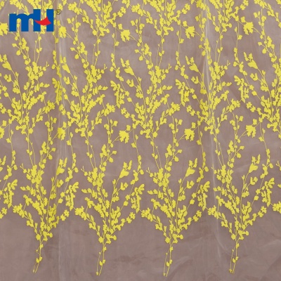 Yellow Floral Embroidery Organza